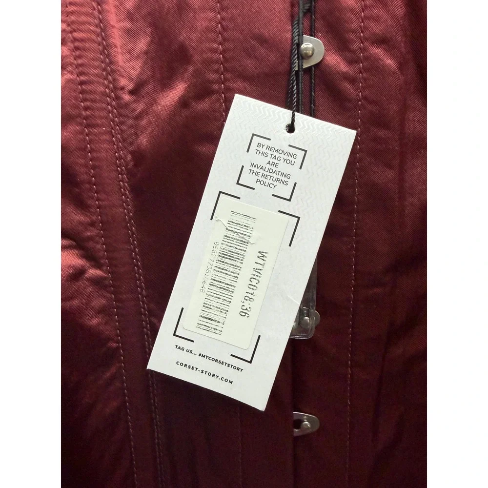 NWT Corset Story Long Burgundy Underbust Waist Taming Corset Womens Size 36